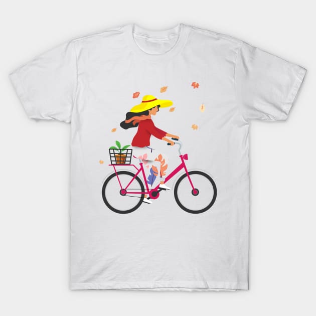 Cycling girl T-Shirt by Jiestore